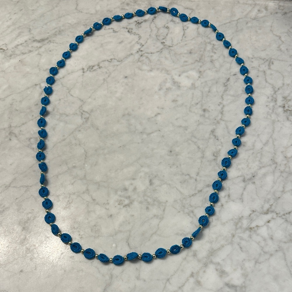 Roller Rabbit Elegant Blue Knit Beaded Necklace